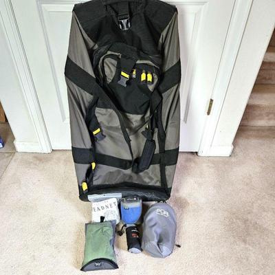  Large Mountainsmith Backpack on Wheels with Two Head Nets, PUR Water Filter, & Packtowl (new)
