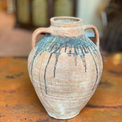 Large Earthy Old Looking Urn / Olive Jar / Water Jug - Water Marks on Lower Half - Partially Glazed - 18"T