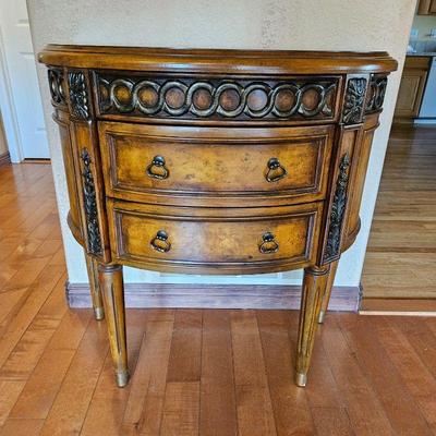 Half Moon Hall Table with Assorted Burl Wood Accents - Walter of Wabash Brand - 36"W x 18"D x 36"T