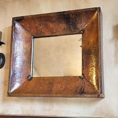  Stunning Hammered Copper Wall Mirror - Measures 38