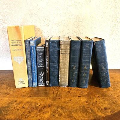 Set of 10 Assorted Antique Books - Shakespeare, Count of Monte Cristo, Gulliver's Travels & More
