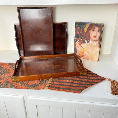  3 Stacking Trays w/ Brass Details, Stylish Table Runner, Alluring Jalaja Bonheim's Goddess Coffee Table Book