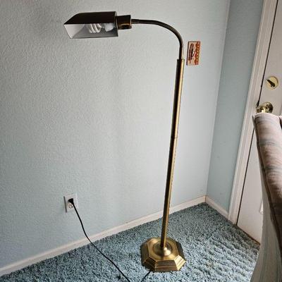 Vintage Heavy Brass Ottlite Floor lamp with Adjustable Neck