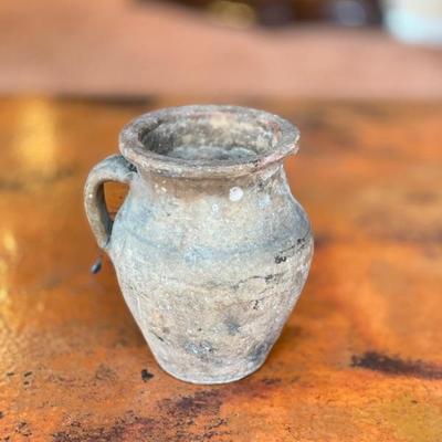 Very Old Looking Unglazed Pottery Pitcher / Water Jug 9" Tall - 