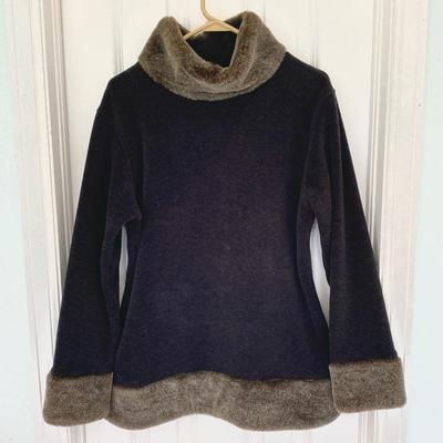 Fjallraven Women's Gray Wool Blend Sweater w/ Faux Fur in Small