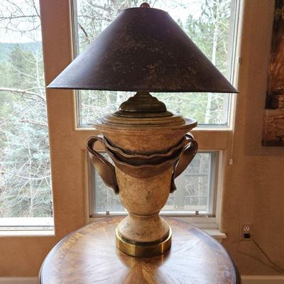  Large Urn Style Roman Urn Table Lamp with Marbled-Look Shade 32