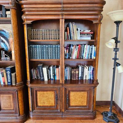 Aspen Home NAPA Collection Wall Bookcase - Two Pieces - Shelves & Cabinets - Ash Burl & Poplar.