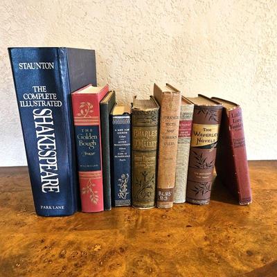 Set of 9 Antique and Vintage Books including Shakespeare and Other Greats