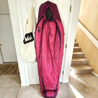 REI Zenith -5 Degree Adult Pink/Purple Mummy Style Sleeping Bag w/ 2-way Zipper and REI Bag