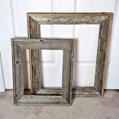 Set of Two Rustic / Primitive Barn Wood Picture Frames for 16" x 20" and 11" x 14" Pictures