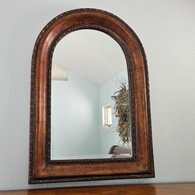  Tall Arched Mirror in Wood Look Colors (Actually Metal) Measures 29:W x 40" Tall. Lightweight Beauty