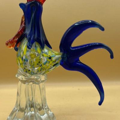 Hand Blown Art Glass Colorful Rooster Made In China