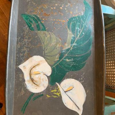 Hand Painted Metal Clad Wooden Tray