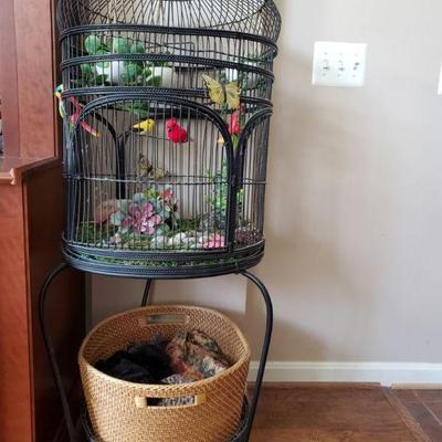 ELEGANT Black Metal Birdcage with FAUX Terrarium