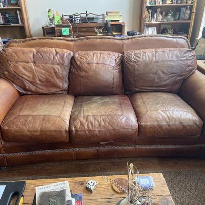 86â€ Havertyâ€™s italian leather sofa artisans antique bridle