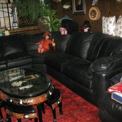 Soft black leather sectional   buy it now $ make me a offer