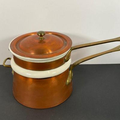 Waldow NY Ceramic & Copper Double Boiler