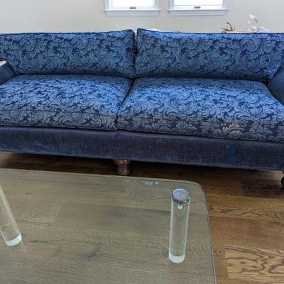 Blue Damask Sofa Set