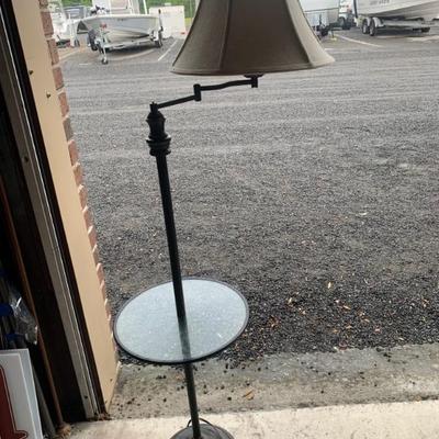 $25 floor lamp with glass tray table  60â€H 