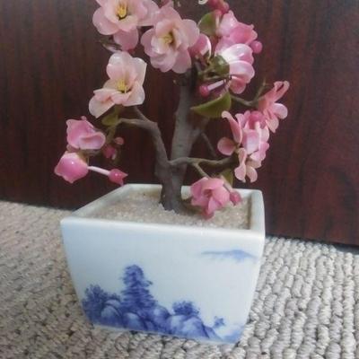 Cherry blossoms glass bonsai tree