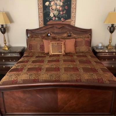 King Bed Frame with Bedding ( no mattress)