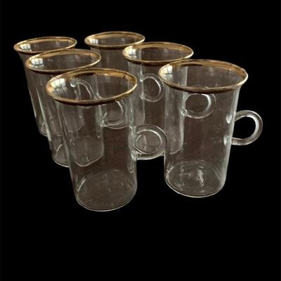 Irish Coffee Cups  Clear with Gold Trim