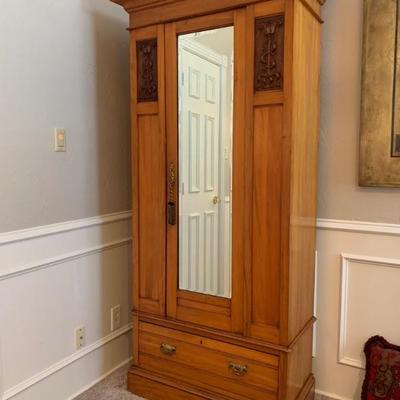 Vintage Mirrored Wardrobe with Storage Inside