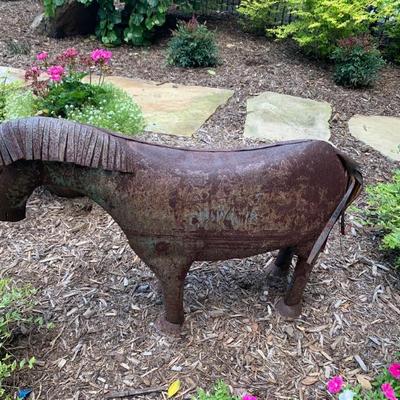 Reclaimed Metal Donkey Yard Sculpture
