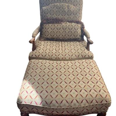 Highland House  French Louis XV Style Berger Chair with Ottoman 