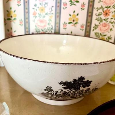 Late 18th Century English Creamware Punch Bowl