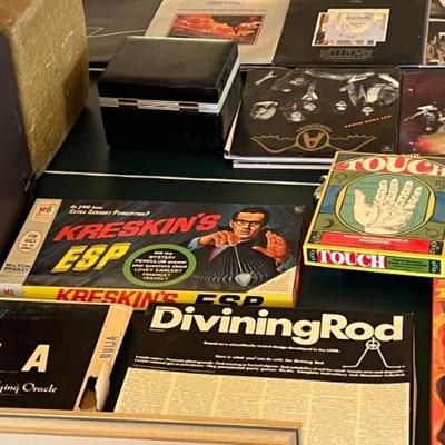 Vintage boardgames ouija, kreskin's ESP, divingingrod, touch