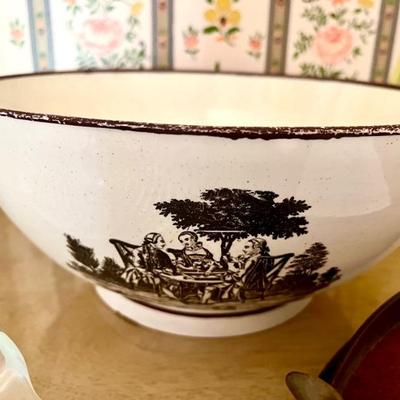 Late 18th Century English Creamware Punch Bowl