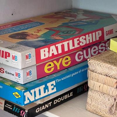 Vintage boardgames-Battleship, Eye Guess, Nile, Giant Double, Milton Bradley