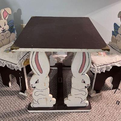 Child's bunny table and chair set