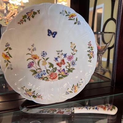 Aynsley Cottage Garden cake plate and serving knife 