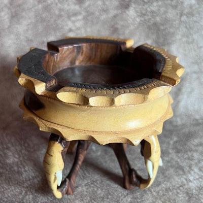 African carved wood elephant candle holder