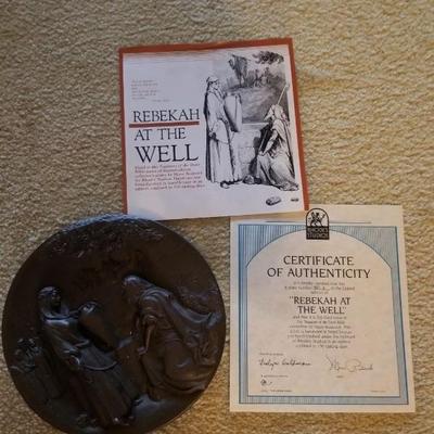 Rebecca at the Well bronze plate/Dore illustration