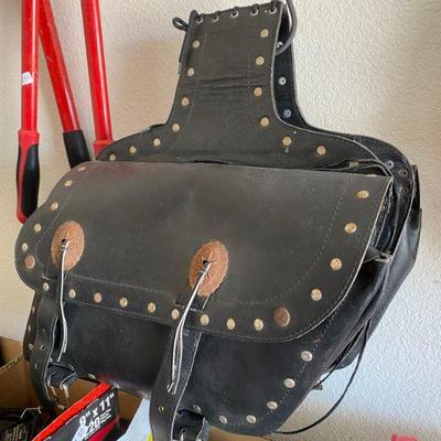 Antique Black Leather Saddle Bag