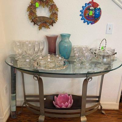 Entryway Metal Based Table with Glass Top