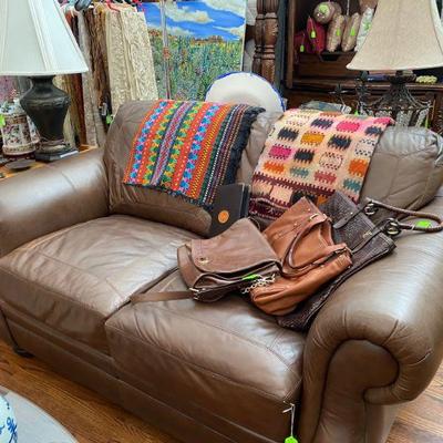 Brown Leather Settee