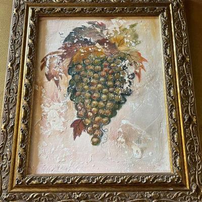 pair of oil on canvas grape picture (signed:Amelia Owen 2002)