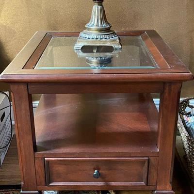 end table with glass insert