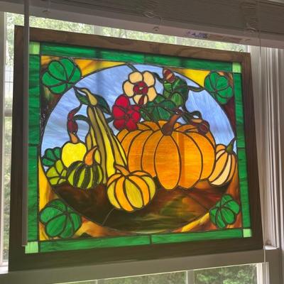 Stained glass autumn pumpkins 