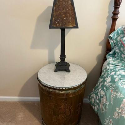 drum side table and lamp