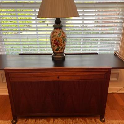 Rosewood and slate sideboard purchased with rosewood table and black leather chairs