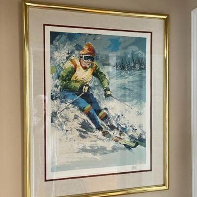 Framed print downhill skier
