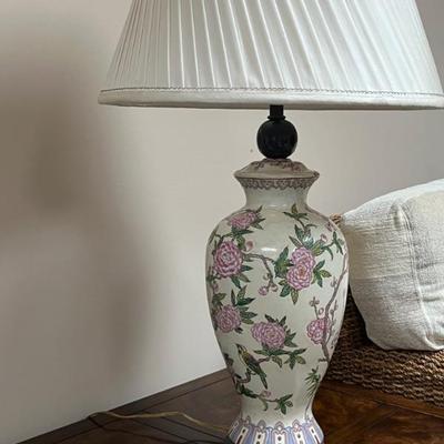 White lamp w pink floral accents (set of 2) 