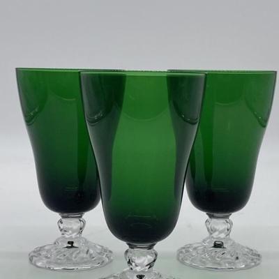 (3) Vtg. Fostoria Dame Green Iced Tea Tumblers