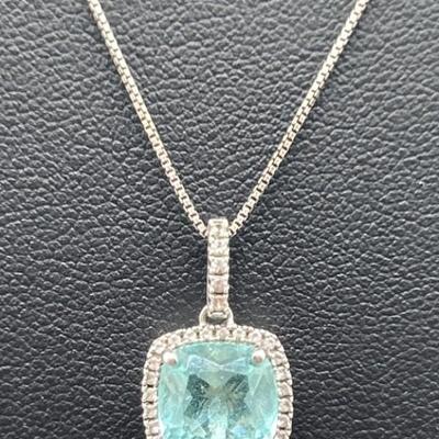 925 Silver and Blue Topaz 18in Necklace, Tested