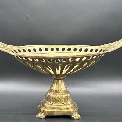 Footed Brass Basket / Stand is 29 l x 12 w x 15 h